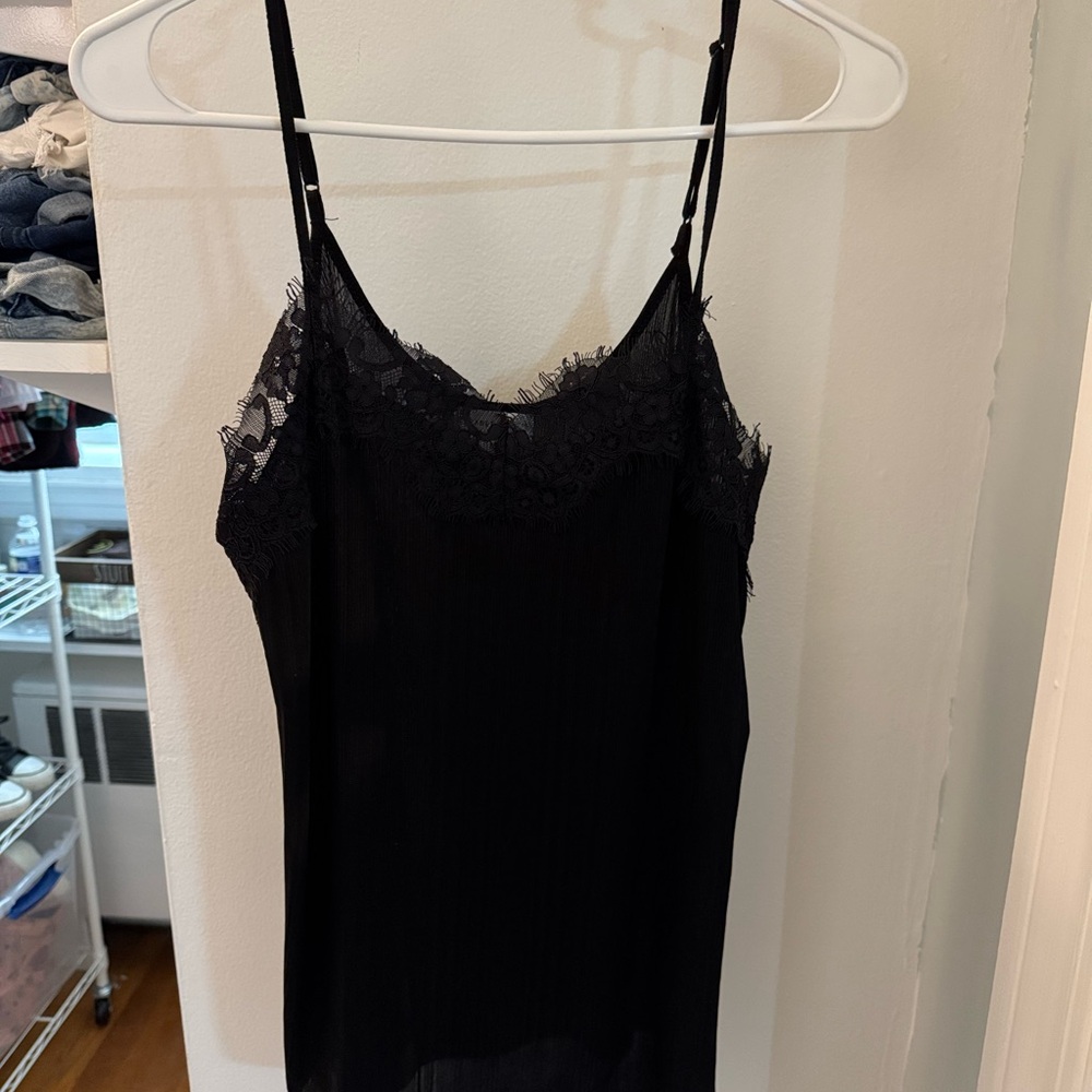 Elegant Black Lace Trim Cami Top